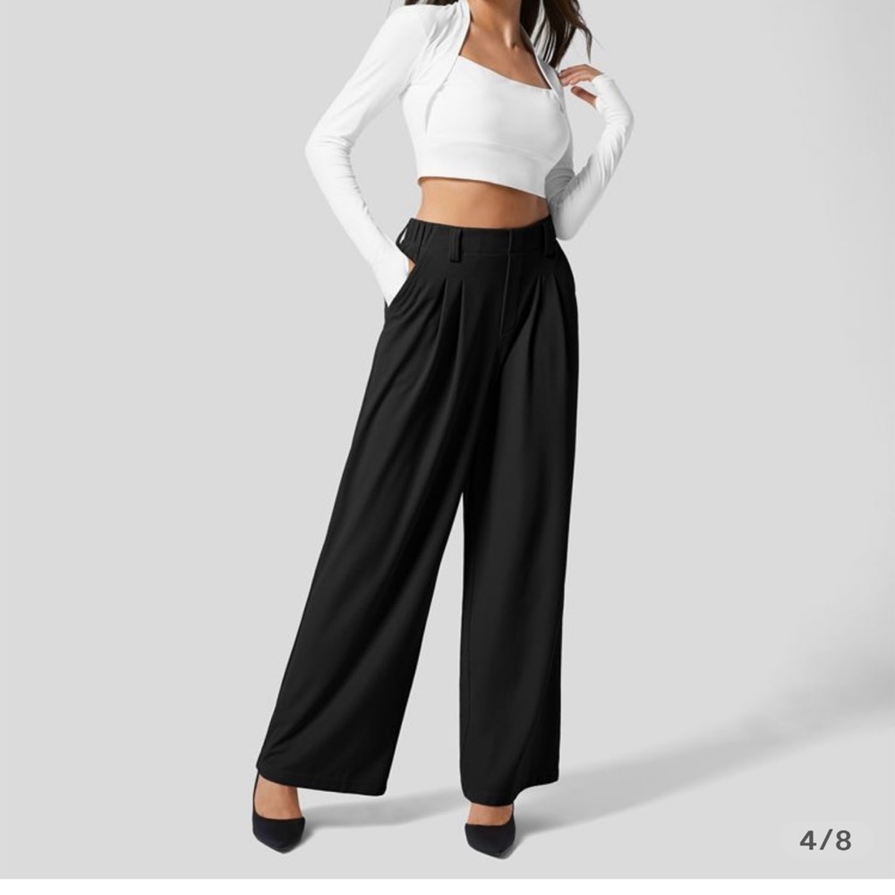 NWT HALARA Plicated Side Pocket Wide Leg Pant